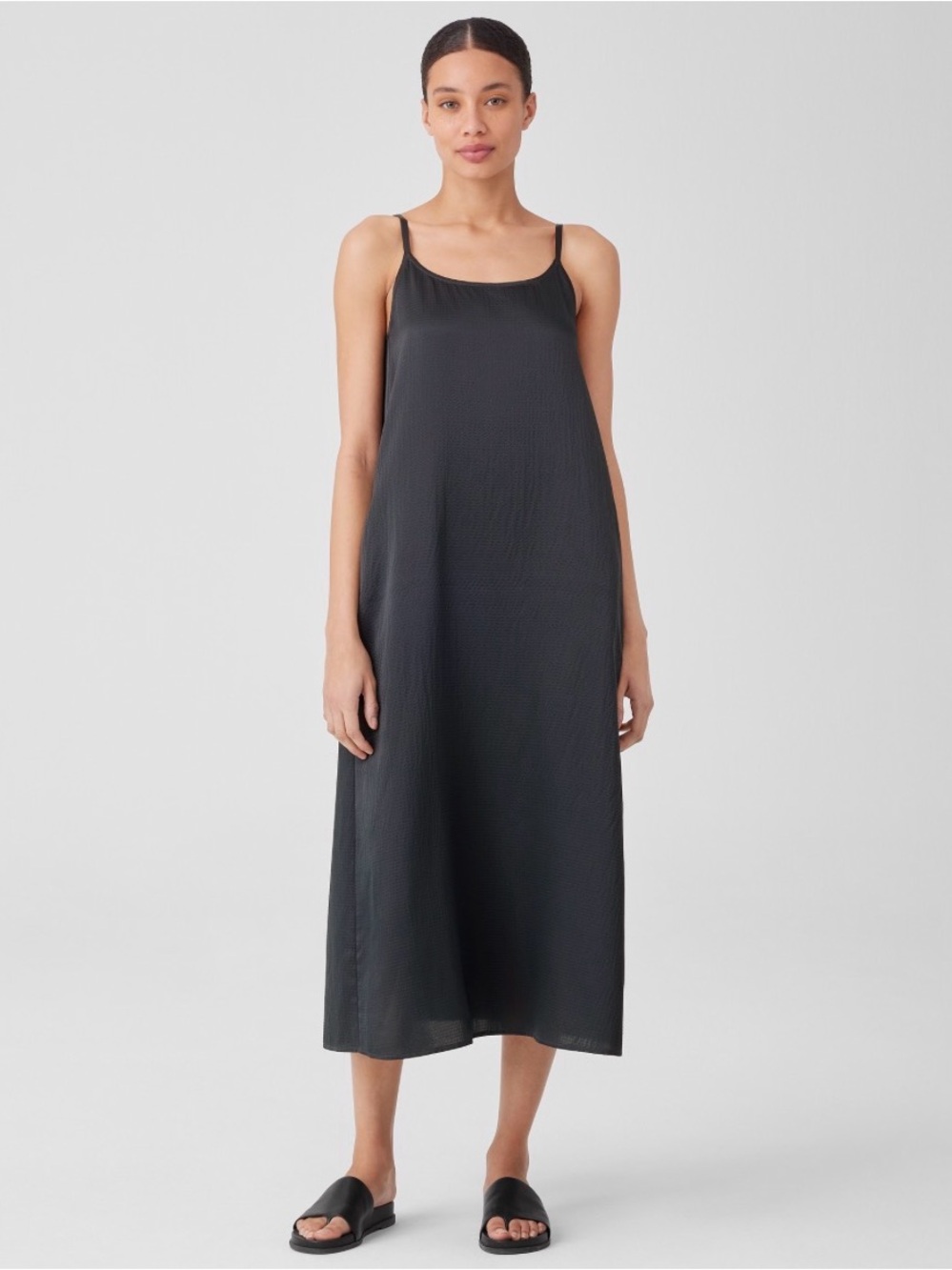 Eileen Fisher Black Midi Slip Dress